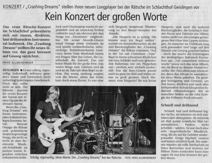 CRASHING DREAMS - NWZ SEPTEMBER 200604