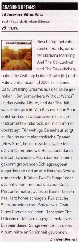 CRASHING DREAMS - PIRANHA SEPTEMBER 2006